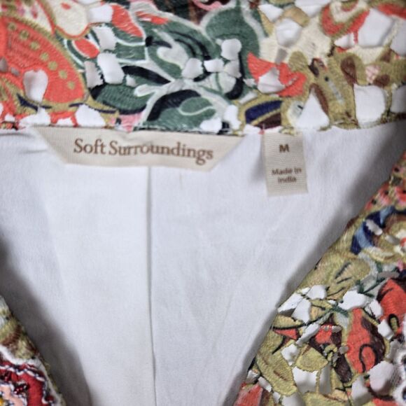 Soft Surroundings Ariege Floral Beaded Embroidered Lace Jacket M Peplum Colorful - Picture 5 of 6